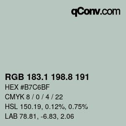 カラーコード: RGB 183.1 198.8 191 | qconv.com