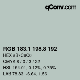 Color code: RGB 183.1 198.8 192 | qconv.com