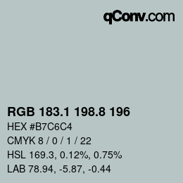 カラーコード: RGB 183.1 198.8 196 | qconv.com