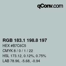 Farbcode: RGB 183.1 198.8 197 | qconv.com