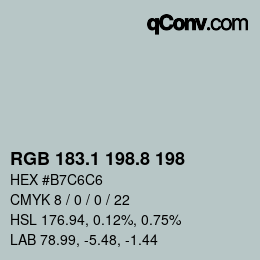 Farbcode: RGB 183.1 198.8 198 | qconv.com