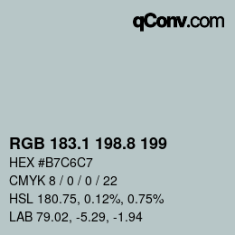 カラーコード: RGB 183.1 198.8 199 | qconv.com