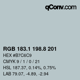 カラーコード: RGB 183.1 198.8 201 | qconv.com