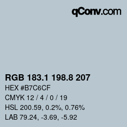 Código de color: RGB 183.1 198.8 207 | qconv.com