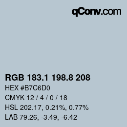 Farbcode: RGB 183.1 198.8 208 | qconv.com