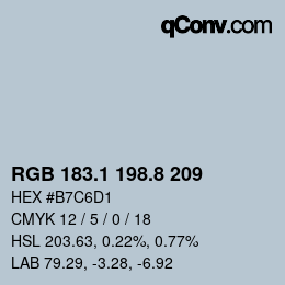 カラーコード: RGB 183.1 198.8 209 | qconv.com