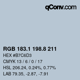 Farbcode: RGB 183.1 198.8 211 | qconv.com