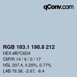 Color code: RGB 183.1 198.8 212 | qconv.com