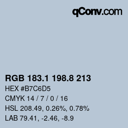 Color code: RGB 183.1 198.8 213 | qconv.com