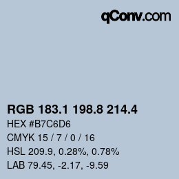 カラーコード: RGB 183.1 198.8 214.4 | qconv.com
