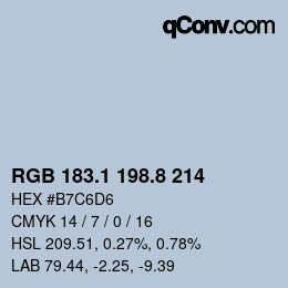 Color code: RGB 183.1 198.8 214 | qconv.com