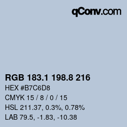 Color code: RGB 183.1 198.8 216 | qconv.com