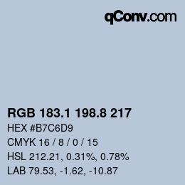 Color code: RGB 183.1 198.8 217 | qconv.com