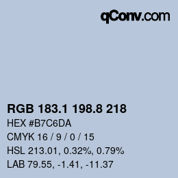 Color code: RGB 183.1 198.8 218 | qconv.com