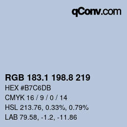 Color code: RGB 183.1 198.8 219 | qconv.com