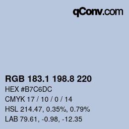 Color code: RGB 183.1 198.8 220 | qconv.com