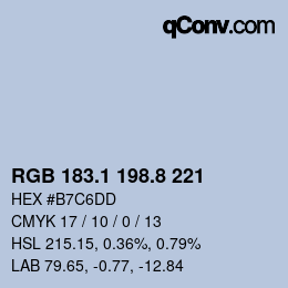 Color code: RGB 183.1 198.8 221 | qconv.com