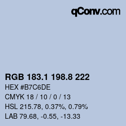Farbcode: RGB 183.1 198.8 222 | qconv.com