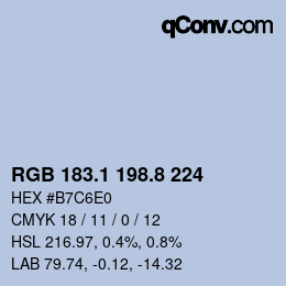 Color code: RGB 183.1 198.8 224 | qconv.com