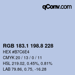 Color code: RGB 183.1 198.8 228 | qconv.com