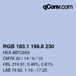 Color code: RGB 183.1 198.8 230 | qconv.com