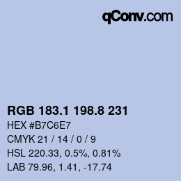 Farbcode: RGB 183.1 198.8 231 | qconv.com