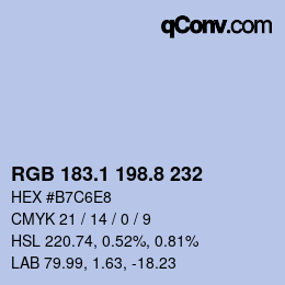 Color code: RGB 183.1 198.8 232 | qconv.com