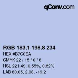 Color code: RGB 183.1 198.8 234 | qconv.com
