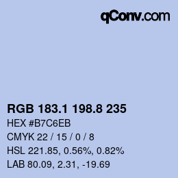 Farbcode: RGB 183.1 198.8 235 | qconv.com