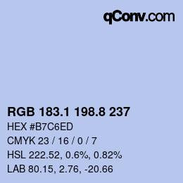 Color code: RGB 183.1 198.8 237 | qconv.com