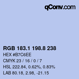 カラーコード: RGB 183.1 198.8 238 | qconv.com