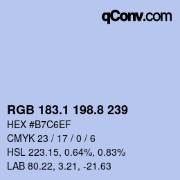 Farbcode: RGB 183.1 198.8 239 | qconv.com