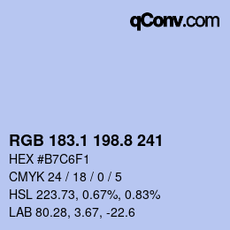 Color code: RGB 183.1 198.8 241 | qconv.com