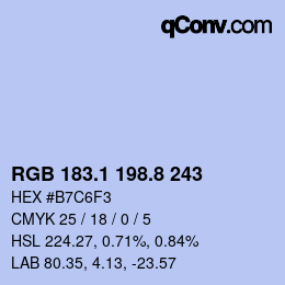 カラーコード: RGB 183.1 198.8 243 | qconv.com