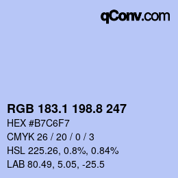 カラーコード: RGB 183.1 198.8 247 | qconv.com