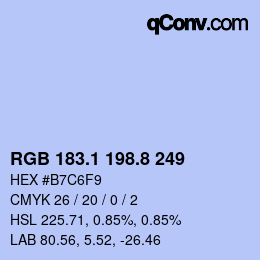 Color code: RGB 183.1 198.8 249 | qconv.com