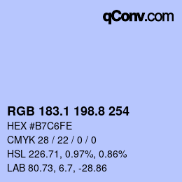 Color code: RGB 183.1 198.8 254 | qconv.com