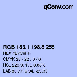 Code couleur: RGB 183.1 198.8 255 | qconv.com