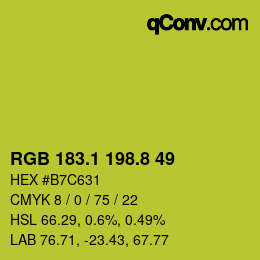 カラーコード: RGB 183.1 198.8 49 | qconv.com