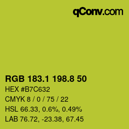 カラーコード: RGB 183.1 198.8 50 | qconv.com