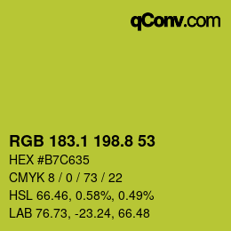 カラーコード: RGB 183.1 198.8 53 | qconv.com