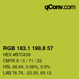カラーコード: RGB 183.1 198.8 57 | qconv.com