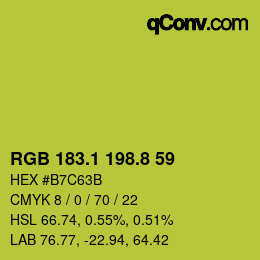 カラーコード: RGB 183.1 198.8 59 | qconv.com