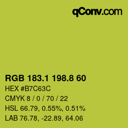 カラーコード: RGB 183.1 198.8 60 | qconv.com