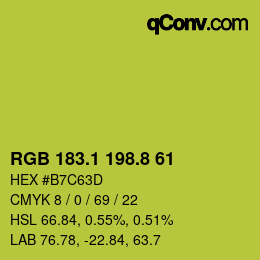 カラーコード: RGB 183.1 198.8 61 | qconv.com