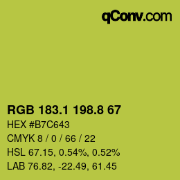 カラーコード: RGB 183.1 198.8 67 | qconv.com