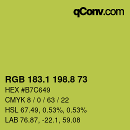 カラーコード: RGB 183.1 198.8 73 | qconv.com