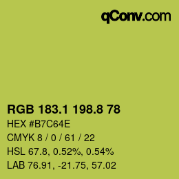 カラーコード: RGB 183.1 198.8 78 | qconv.com