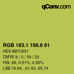 カラーコード: RGB 183.1 198.8 81 | qconv.com