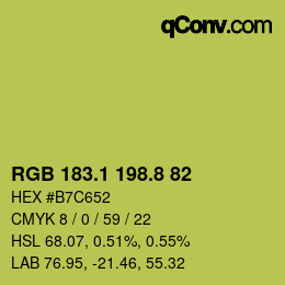 カラーコード: RGB 183.1 198.8 82 | qconv.com